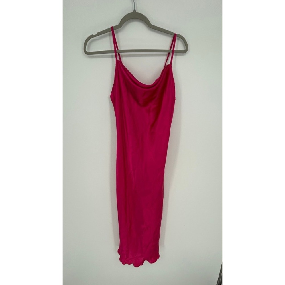 Vintage Y2K bebe Fuschia Pink Satin Slip Midi Dress Homecoming Hoco Club Women S